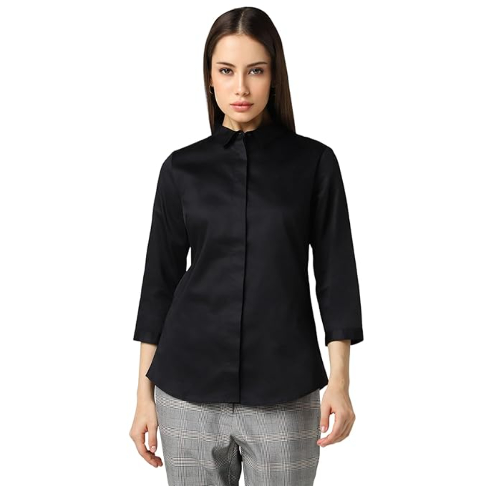 Women Plain formal Black Shirt