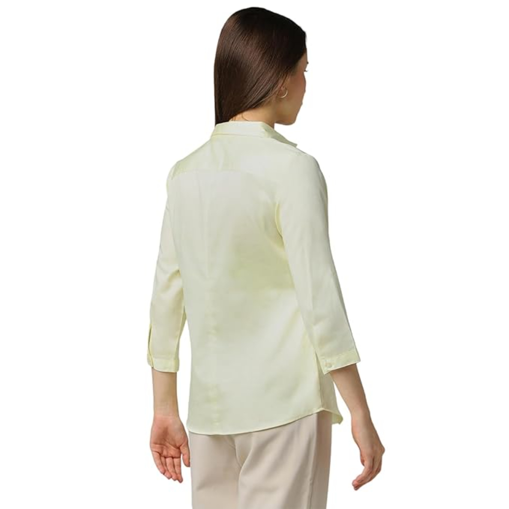 Women Plain formal Light Yellow Shirt - Image 2
