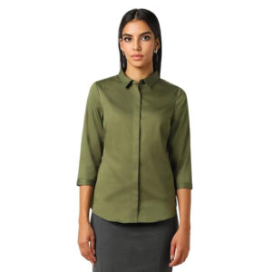 Women Plain formal Olive Shirt