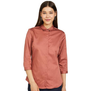 Women Plain formal Orange Shirt