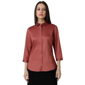 Women Plain formal Peach Shirt