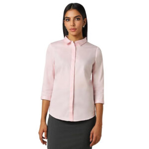 Women Plain formal Pink Shirt
