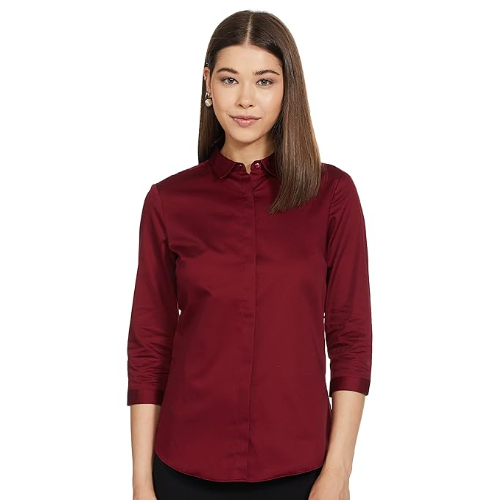 Women Plain formal Red Shirt