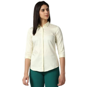 Women Plain formal Light Yellow Shirt