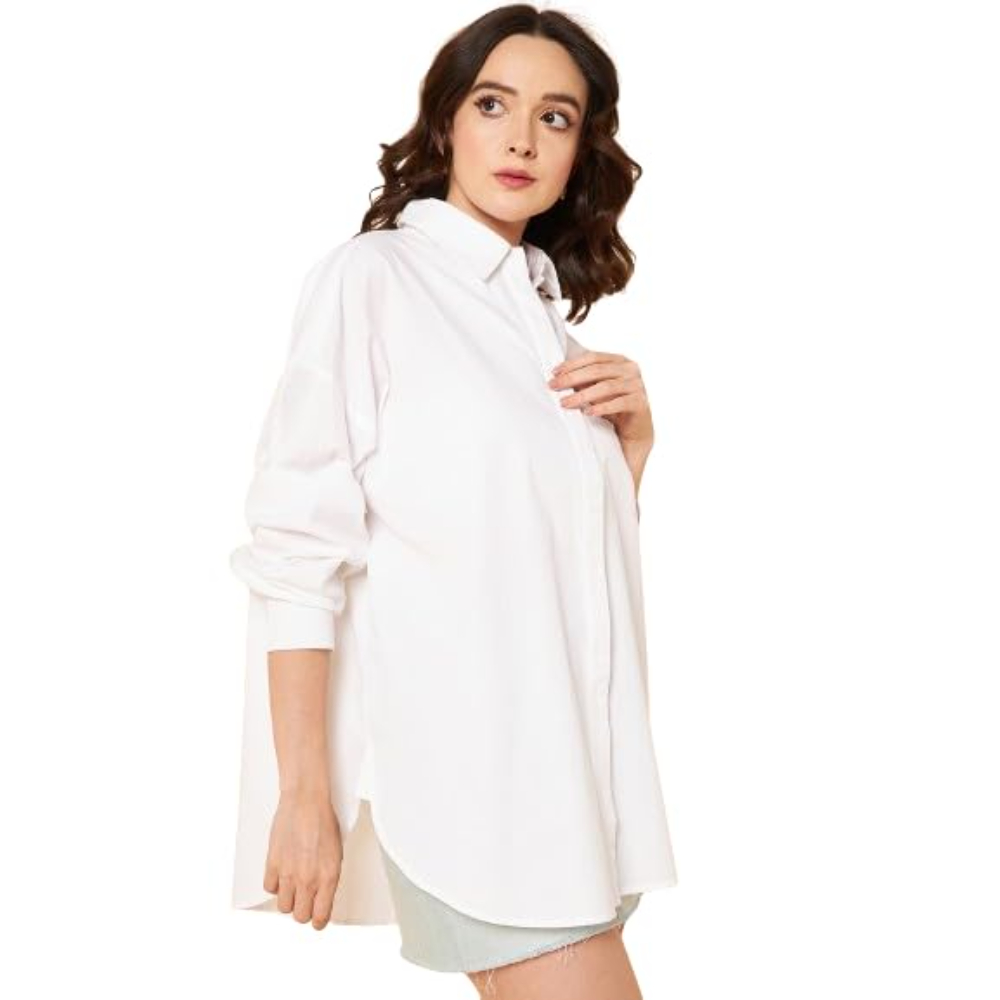 Women Oversized Cotton White Shirt
