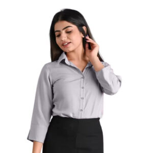Women Plain Solid Formal Grey Shirts