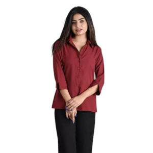 Women Plain Solid Formal Maroon Shirts