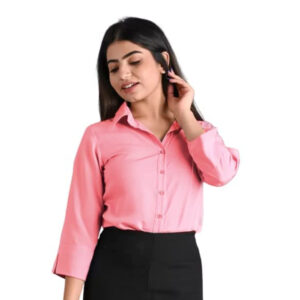 Women Plain Solid Formal Pink Shirts