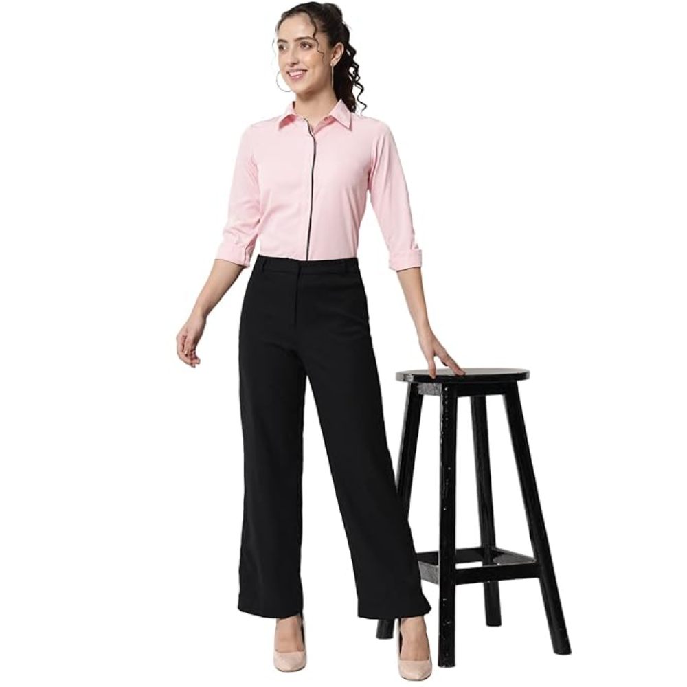 Women Office Wear Formal Light Pink Shirt - Image 3