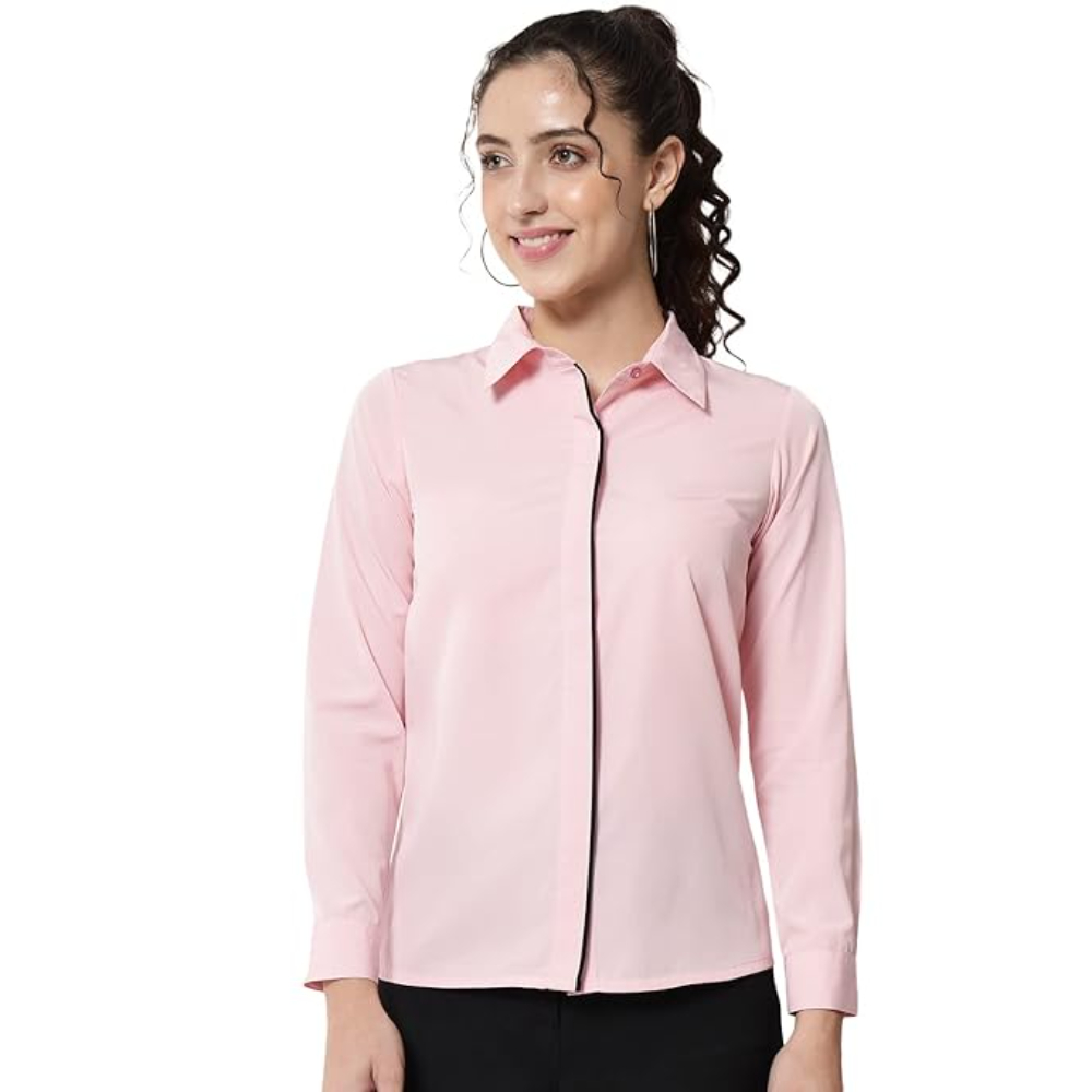 Women Office Wear Formal Light Pink Shirt