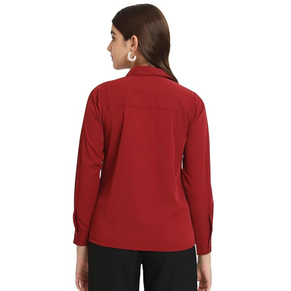 Women Office Wear Formal Red Shirt - Image 2