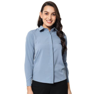 Women Office Wear Formal Blue Shirt