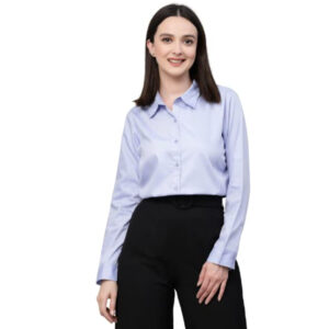 Women Solid Regular Formal Blue Shirt