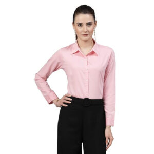 Women Solid Regular Formal Pink Shirt