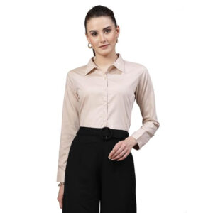 Women Solid Regular Formal Beige Shirt