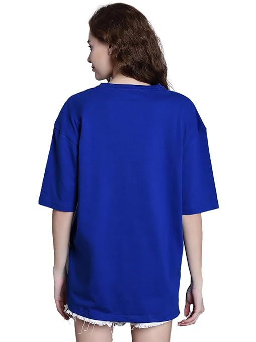Women Oversized Half Sleeve Blue Tshirt - Image 2