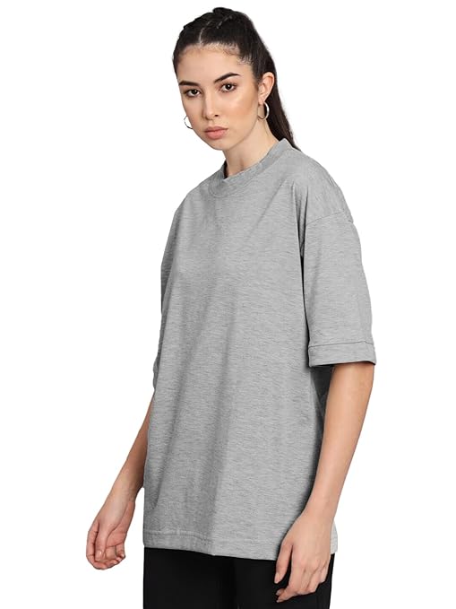Women Oversized Half Sleeve Grey Tshirt - Image 3