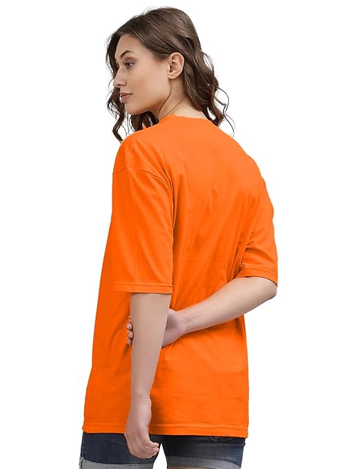 Women Oversized Half Sleeve Orange Tshirt - Image 2