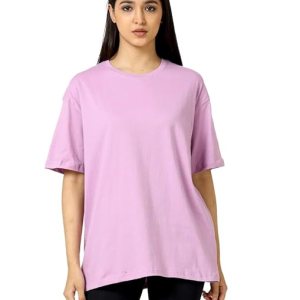 Women Cotton Oversized Purple T-shirt