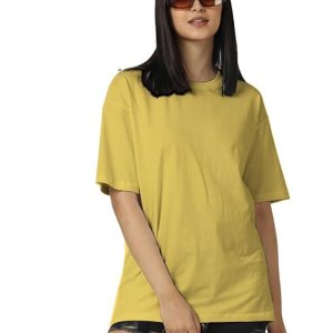 Women Cotton Oversized Yellow T-shirt