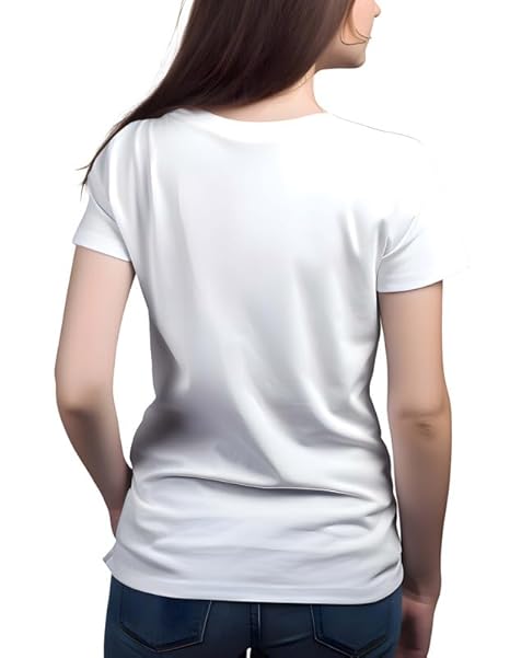 Women Plain Regular fit Royal White T-Shirt - Image 2