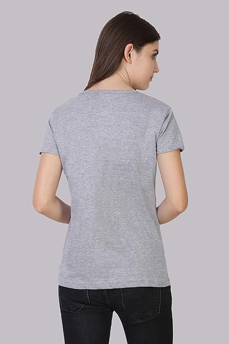 Women Plain Cotton Grey T-Shirt - Image 2
