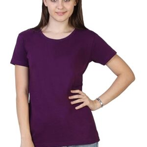 Women Plain Cotton Purple T-Shirt