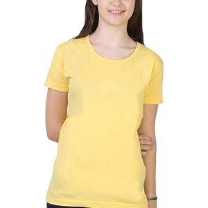 Women Plain Cotton Yellow T-Shirt