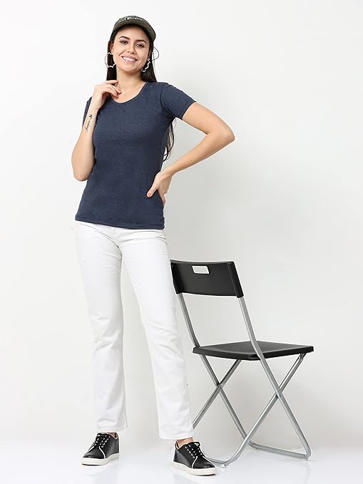 Women Cotton Plain Multicolour T-Shirt - Image 3