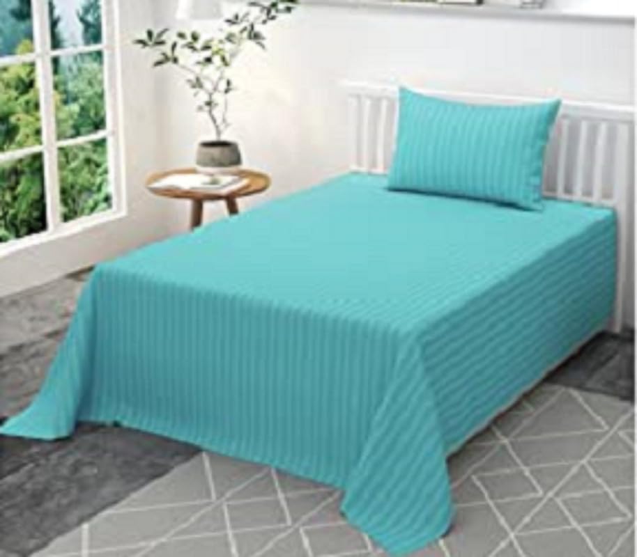 Solfru Single Aqua Green Colour Bedsheet with 1Pillow Cover