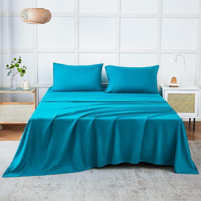 Solfru Bedsheet for Single Bed with 1 Pillow Cover, Teal