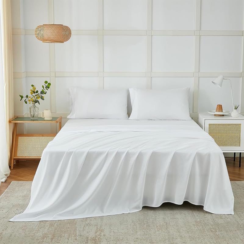 Solfru Bedsheet for Single Bed, (60x90 Inch, White Color)