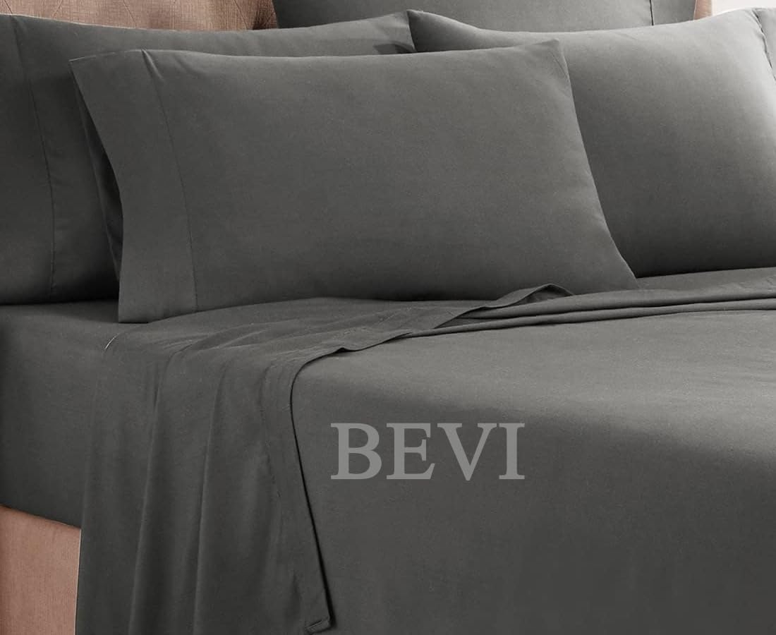 Solfru Double Bedsheet with 2 Pillow Cover Dark Grey