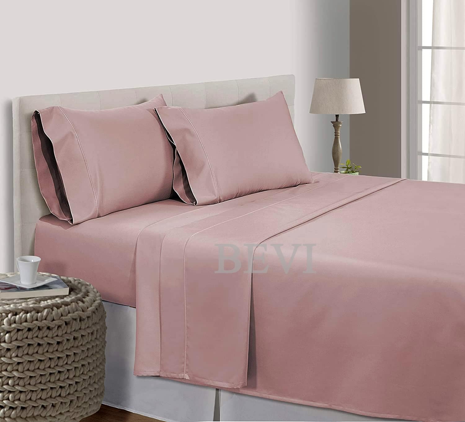 Solfru Double Bedsheet with 2 Pillow Cover,Onion Peach