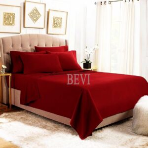 Solfru Double Bedsheet, 2 Pillow Cover, Maroon