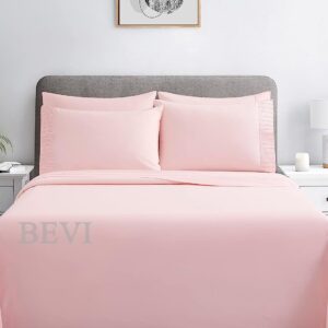 Solfru Double Bed Bedsheet with 2 Pillow Cover, Rose Pink