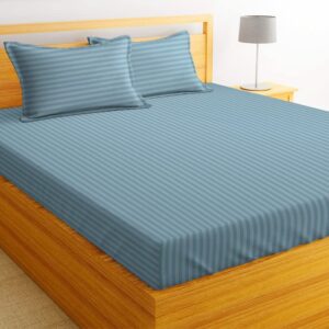 Solfru Double Bed Bedsheet, 2 Pillow Covers, Sky Blue