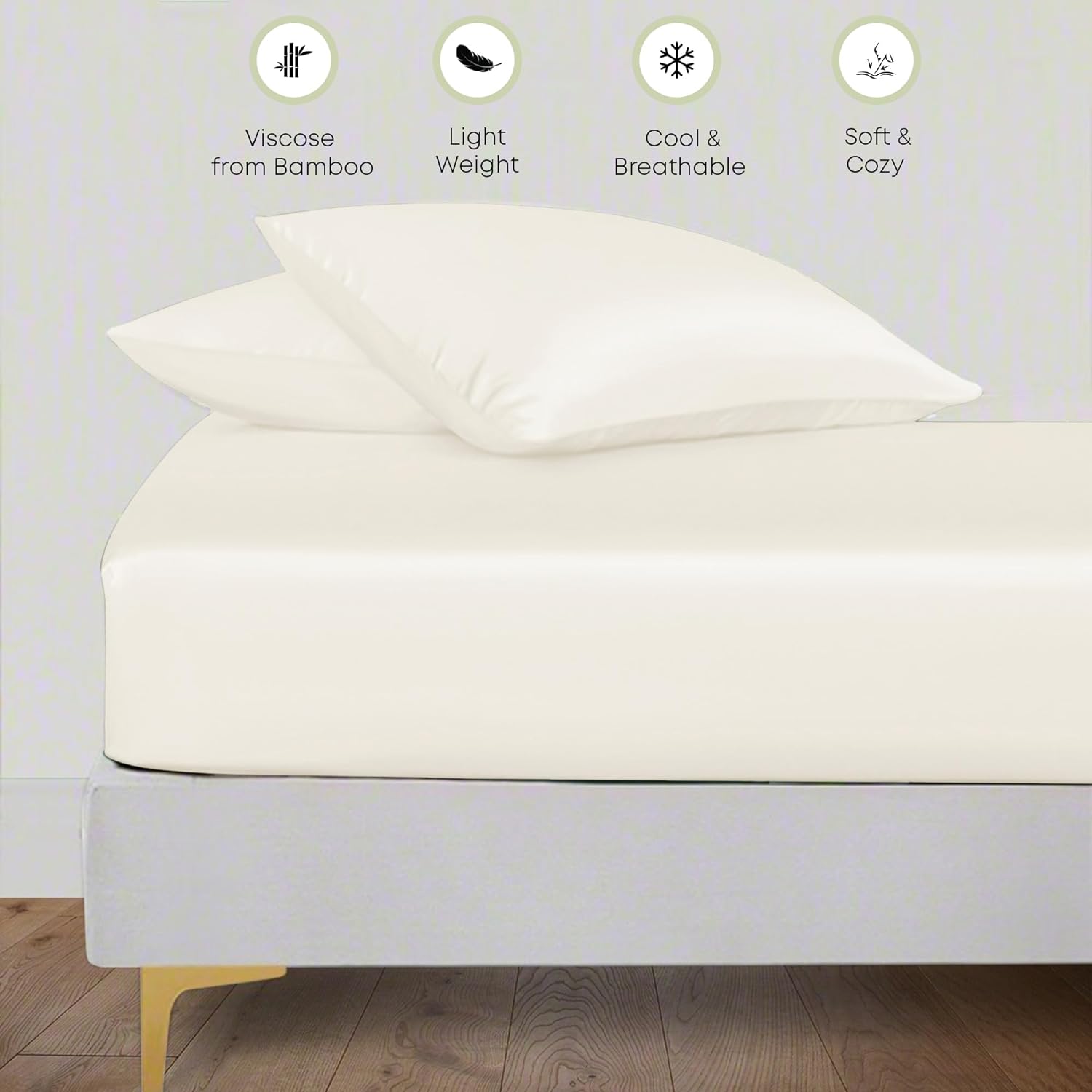 Solfru Ivory Silk Bedsheet Deep Pocket with Pillowcase