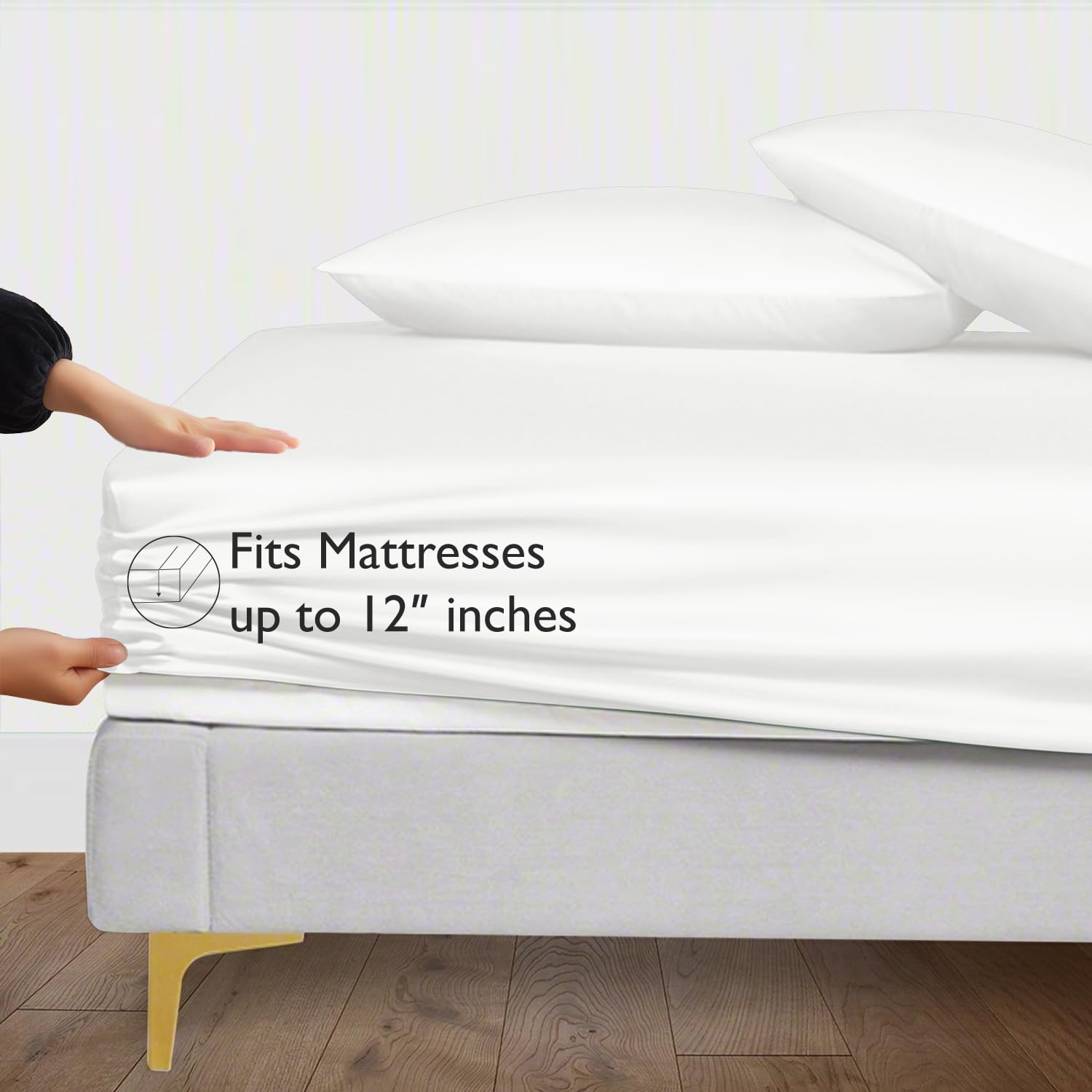 Solfru Bamboo Silk Fitted White Colour Bedsheet