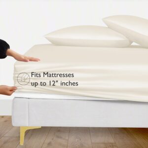 Solfru Bamboo Silk Fitted Ivory Colour Bedsheet