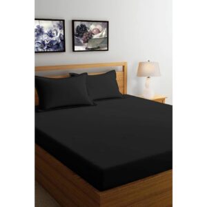 Solfru Double Bedsheet with 2 Pillow Covers, Black
