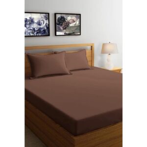 Solfru Double Bedsheet with 2 Pillow Covers, Brown