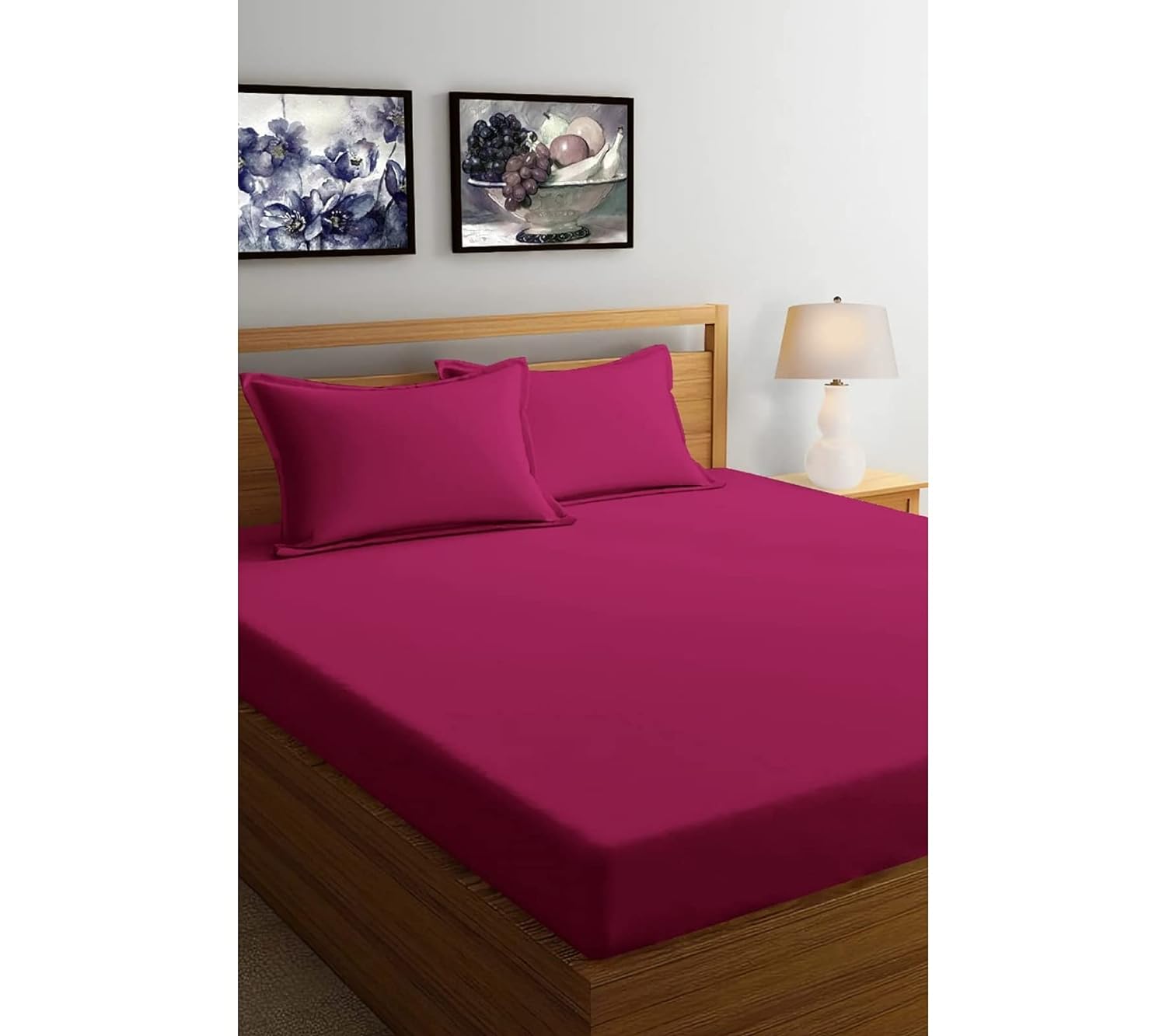Solfru Double Bedsheet with 2 Pillow Covers, Maroon