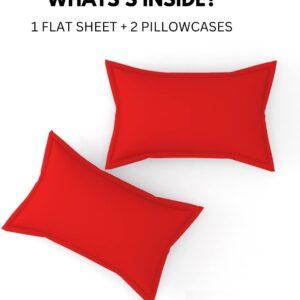 Solfru Double Bedsheet with 2 Pillow Covers,Red