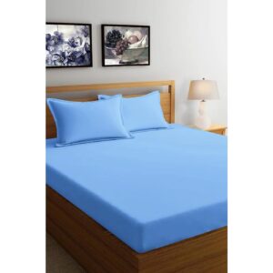 Solfru Double Bedsheet with 2 Pillow Covers, Sky Blue