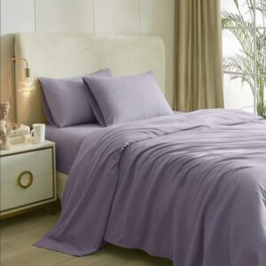 Solfru Mauve Bedsheets for King Size Bed & 2 Pillow Covers