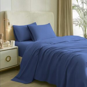 Solfru Mid Blue Bedsheets for King Size Bed & 2 Pillow Covers