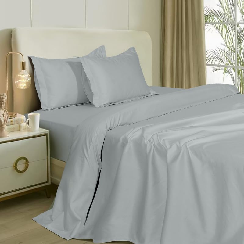 Solfru Slate Blue Bedsheets for King Size Bed & 2 Pillow Covers