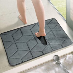 Solfru Foam Bath Mat Rug for Bathroom, Grey