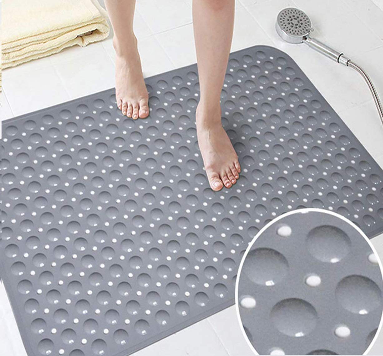 Solfru Soft-Pebble Anti-Slip Bathroom Shower Mat,Grey - Image 2